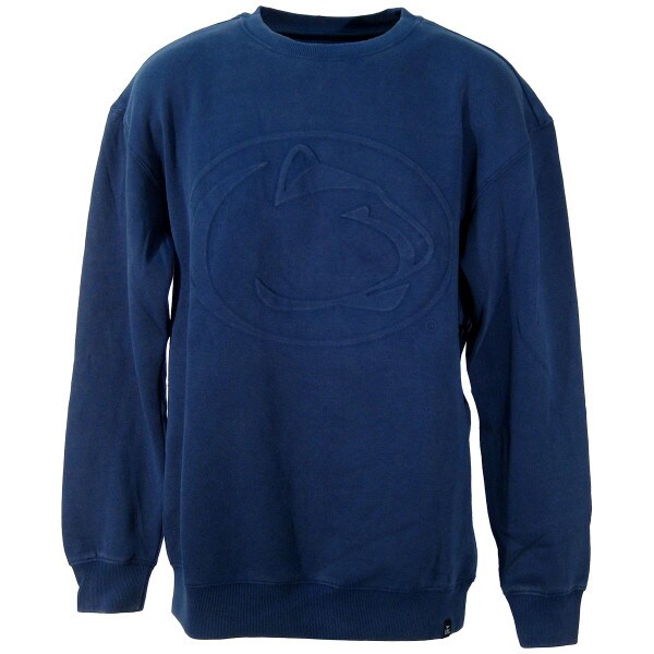 navy crew neck sweatshirt with embossed Penn State Athletic Logo